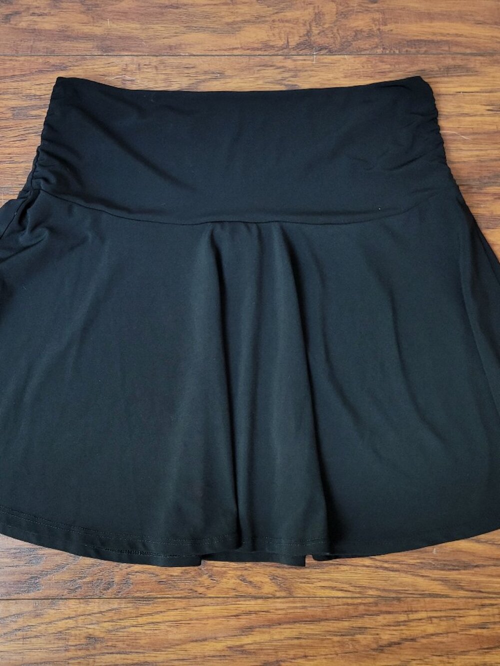 MIXIT Stretch Basic Black Ruched Waist Versatile Athletic Tennis Skirt sz L EUC
